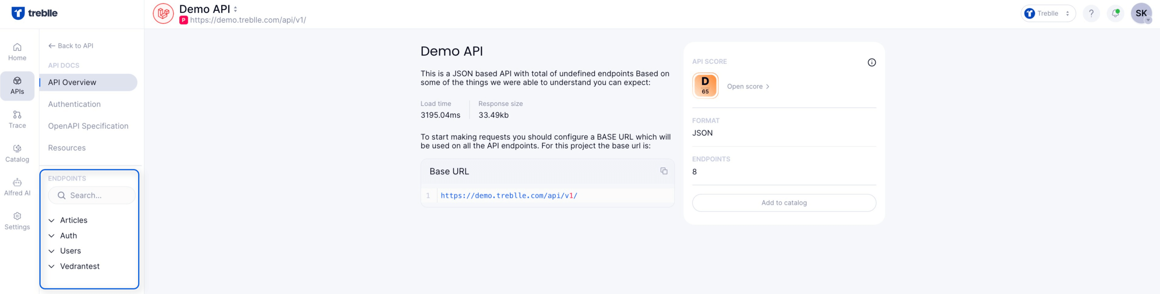 Treblle's API Documentation feature